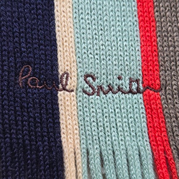 Paul Smith 100% Wool Striped Scarf TINY FLAW - Picture 2 of 12